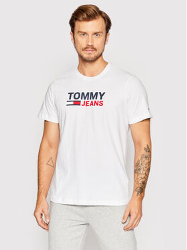 Tommy Jeans Tommy Jeans Majica Corp Logo DM0DM15379 Bela Regular Fit