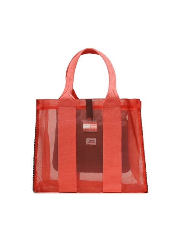 Tommy Jeans Tommy Jeans Ročna torba Tjw Summer Vacation Tote Mesh AW0AW15123 Rdeča