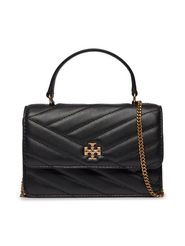 Tory Burch Tory Burch Ročna torba Kira Chevron Mini Top Handle Chain Wallet 152356 Črna