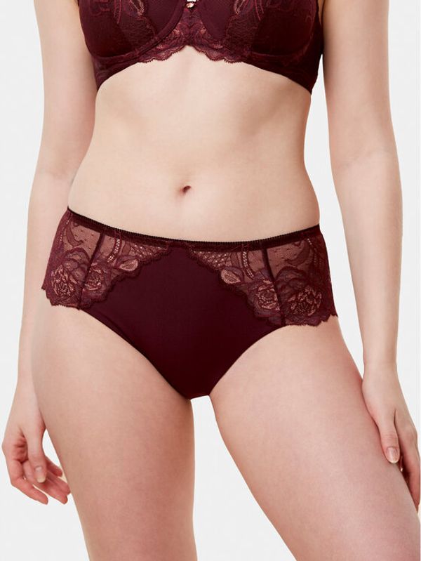 Triumph Triumph Klasične spodnje hlačke z visokim pasom Wild Peony Florale Maxi 10209626 Bordo rdeča