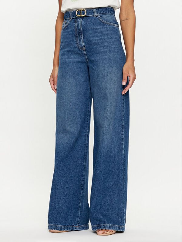 TWINSET TWINSET Jeans hlače 241TP2662 Modra Wide Leg