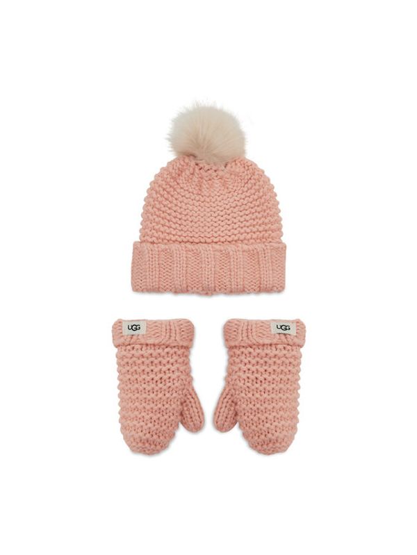 Ugg Ugg Komplet kapa in rokavice K Infant Knit Set 20124 Roza