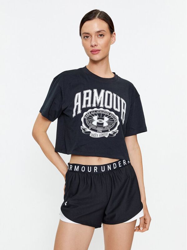 Under Armour Under Armour Majica Ua Collegiate Crest Crop Ss 1379402 Črna Loose Fit