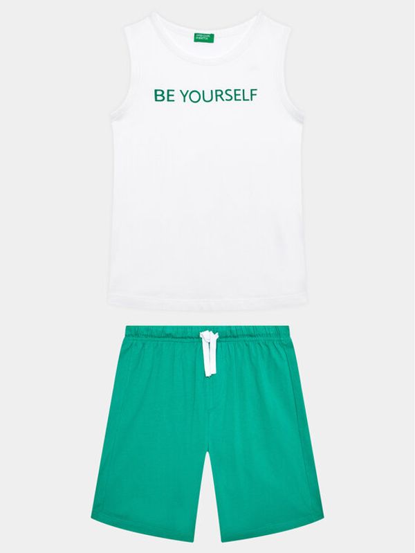 United Colors Of Benetton United Colors Of Benetton Komplet majica in kratke hlače 3096CK005 Bela Regular Fit