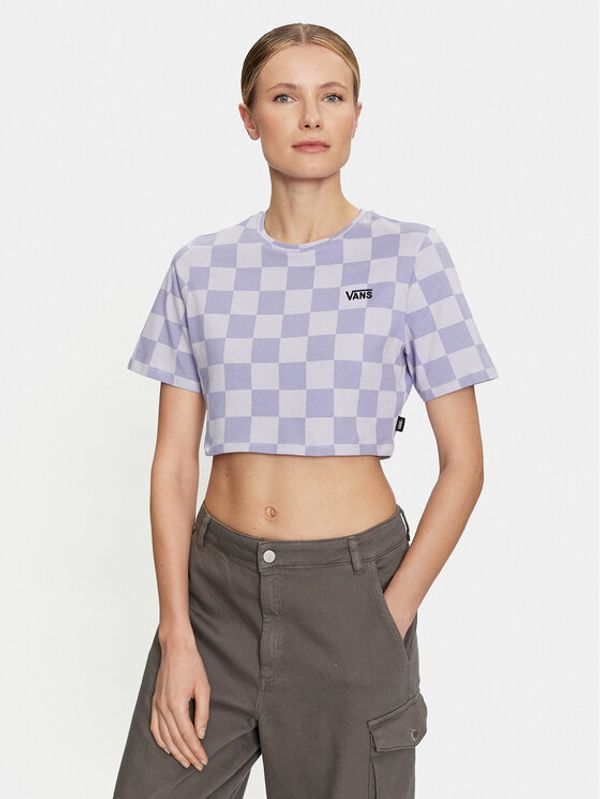 Vans Vans Majica Checker Crew Crop Ii VN000GB5 Mornarsko modra Regular Fit