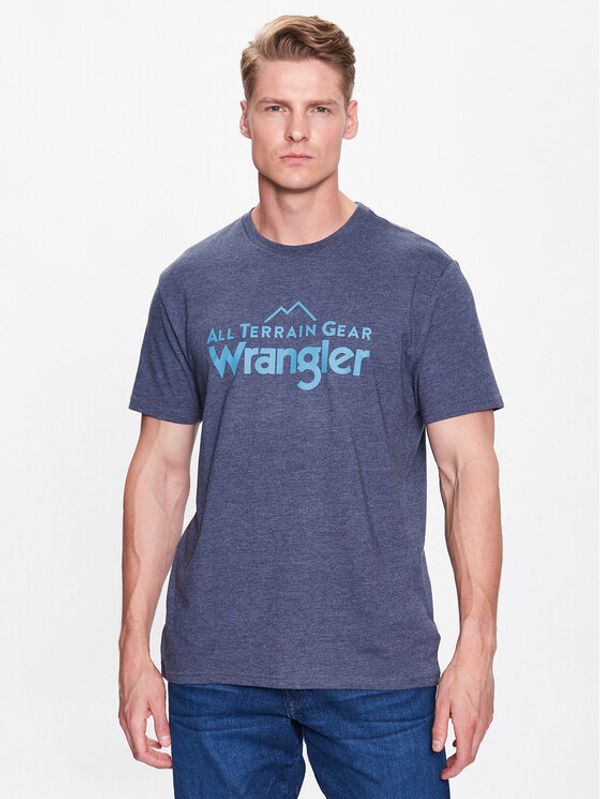 Wrangler Wrangler Majica Logo Tee WC5EGEC16 112335671 Mornarsko modra Regular Fit
