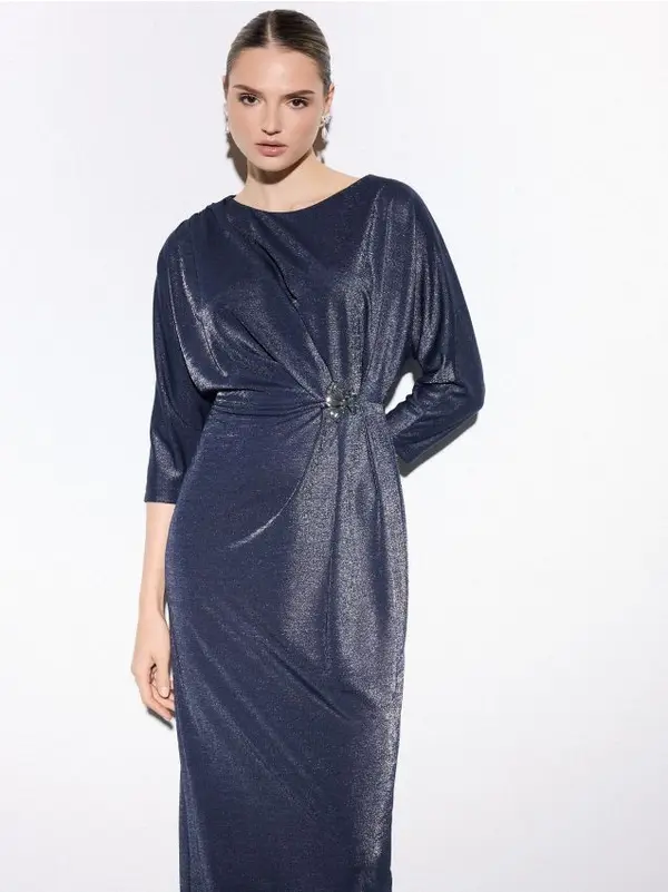 Mohito Mohito - Bleščeča obleka midi - mornarsko modra