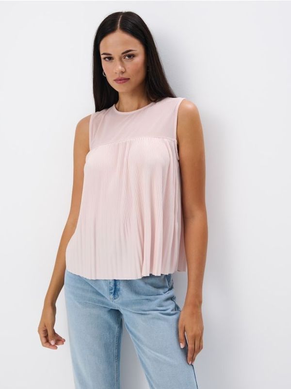 Mohito Mohito - Bluza s plisiranim spodnjim delom - pastelno roza