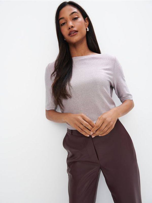 Mohito Mohito - Bluza z nitjo kovinske barve - pastelno roza