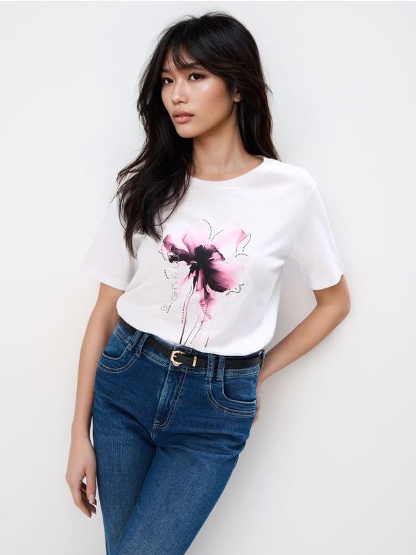 Mohito Mohito - Bombažna majica s potiskom - bela