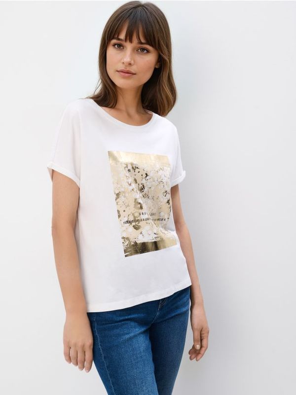 Mohito Mohito - Bombažna majica s potiskom - bela