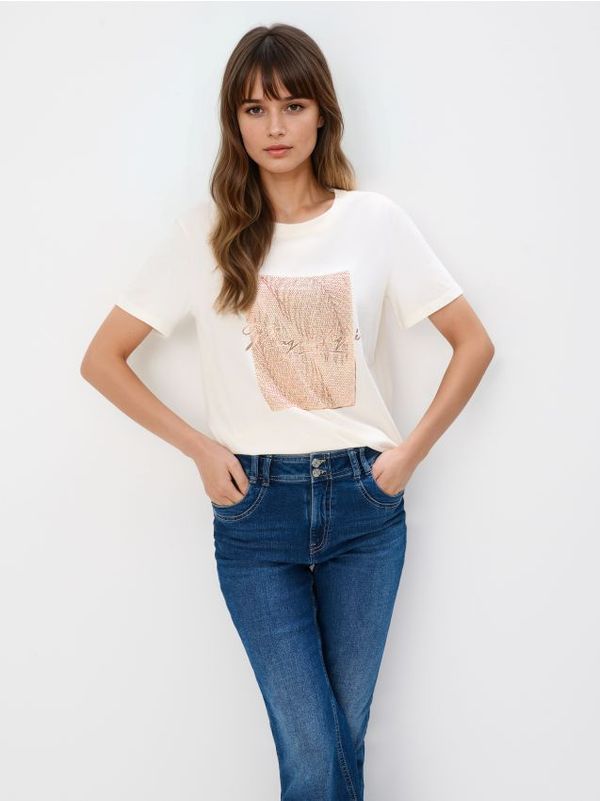 Mohito Mohito - Bombažna majica s potiskom - bež