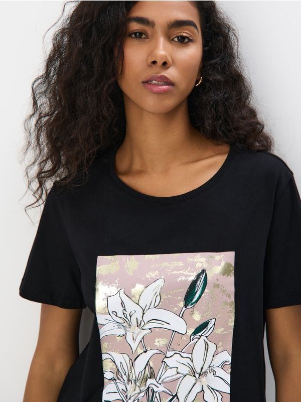 Mohito Mohito - Bombažna majica s potiskom - črna