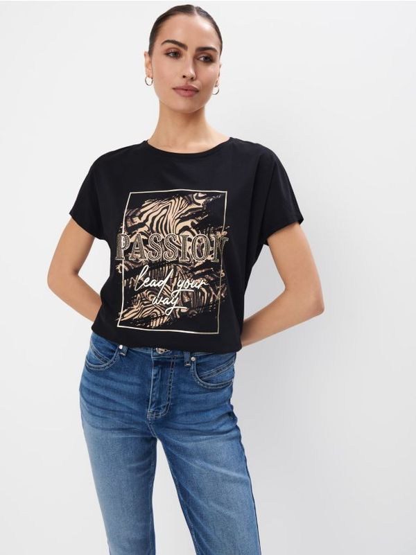 Mohito Mohito - Bombažna majica s potiskom - črna