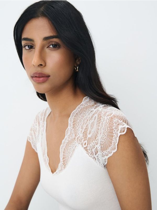 Mohito Mohito - Čipkasta bluza - bela