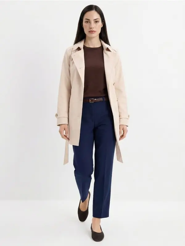 Mohito Mohito - Hlače cigaretnega kroja s pasom - mornarsko modra