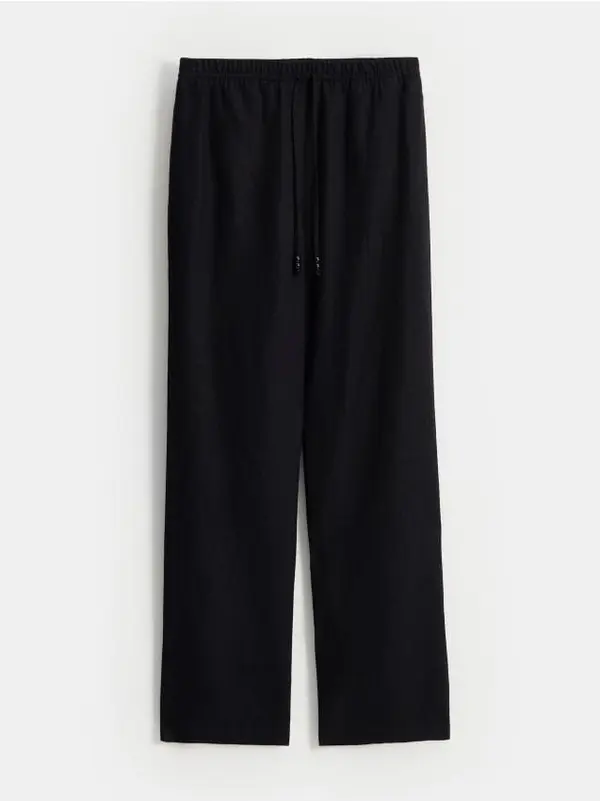 Mohito Mohito - Hlače z visokim deležem lana - črna