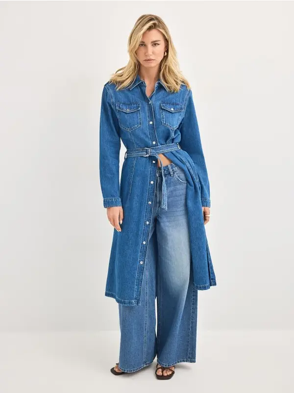 Mohito Mohito - Jeans obleka midi - modra