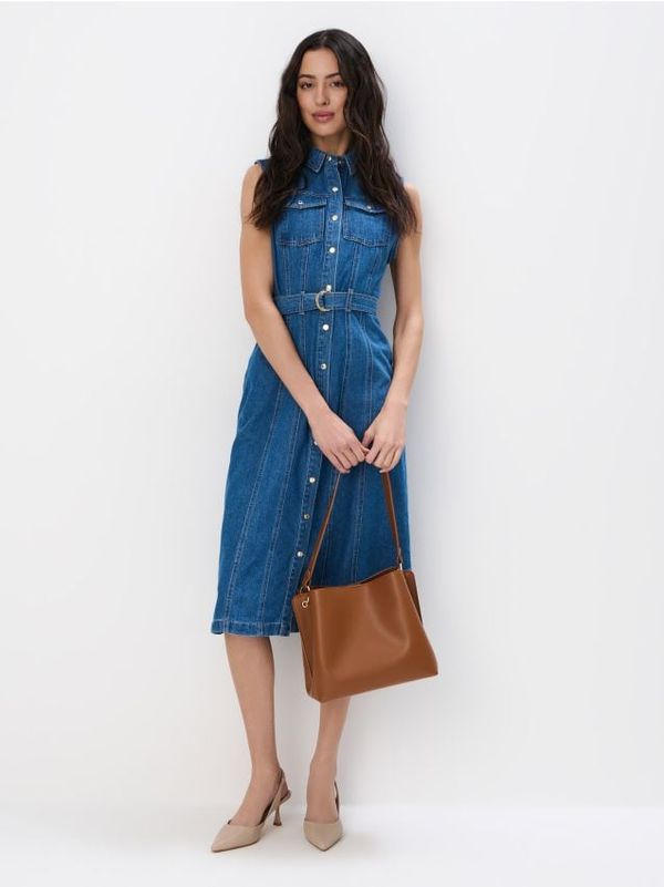 Mohito Mohito - Jeans obleka midi - modra