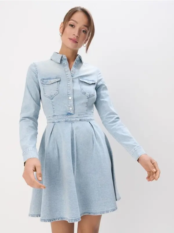 Mohito Mohito - Jeans obleka mini - modra