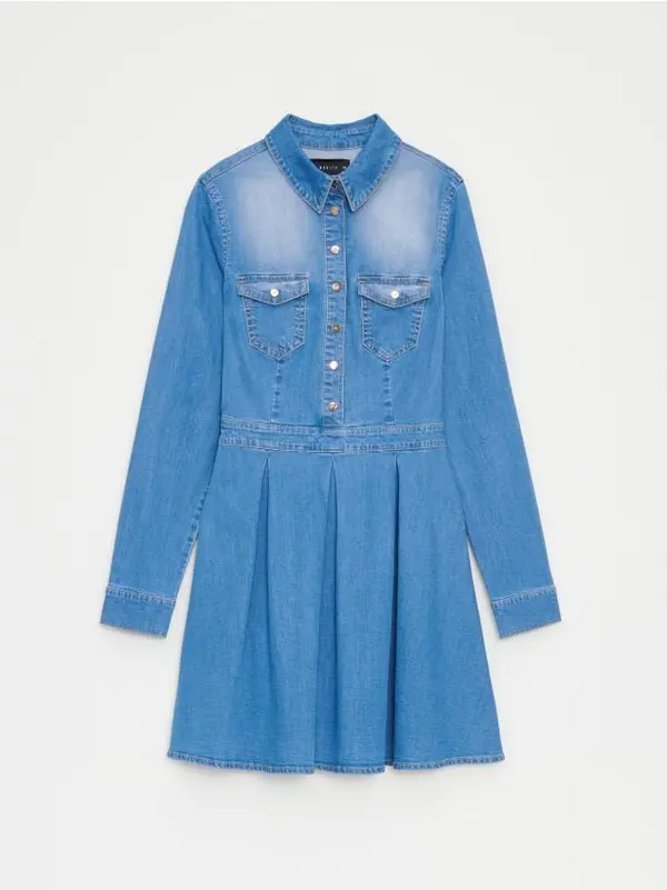 Mohito Mohito - Jeans obleka mini - modra
