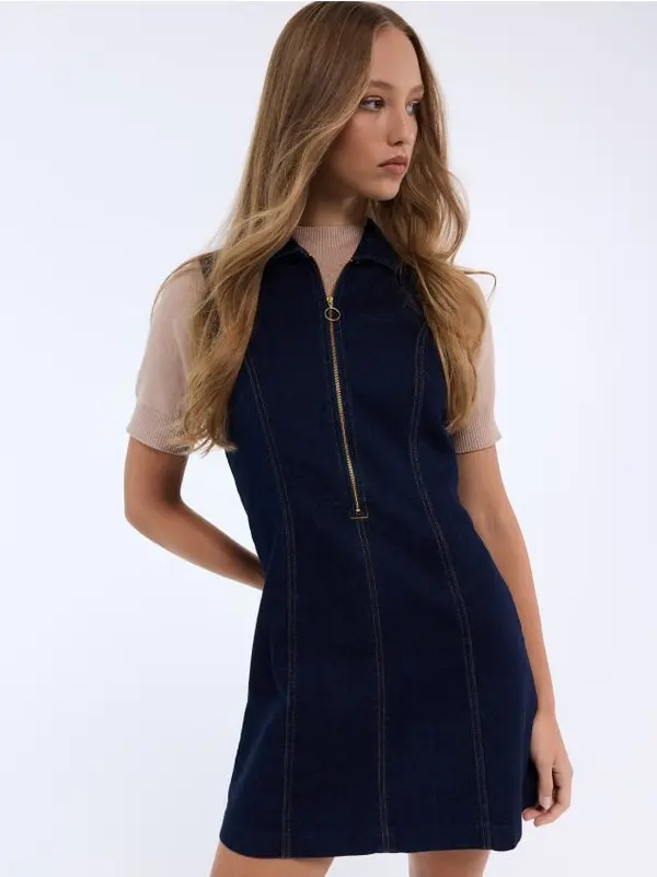 Mohito Mohito - Jeans obleka mini - mornarsko modra