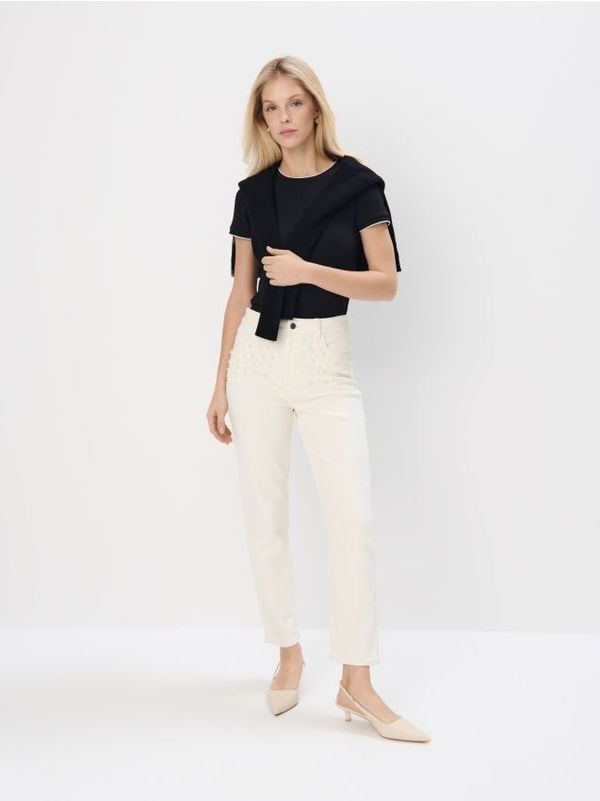 Mohito Mohito - Kavbojke mom slim - krem