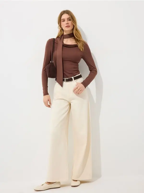 Mohito Mohito - Kavbojke wide leg - krem