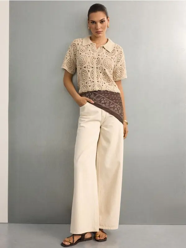Mohito Mohito - Kavbojke wide leg - krem