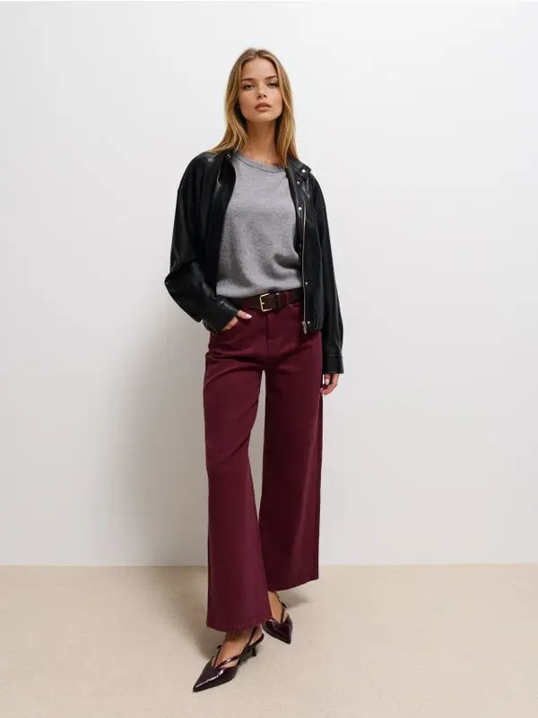Mohito Mohito - Kavbojke wide leg - mahagoni