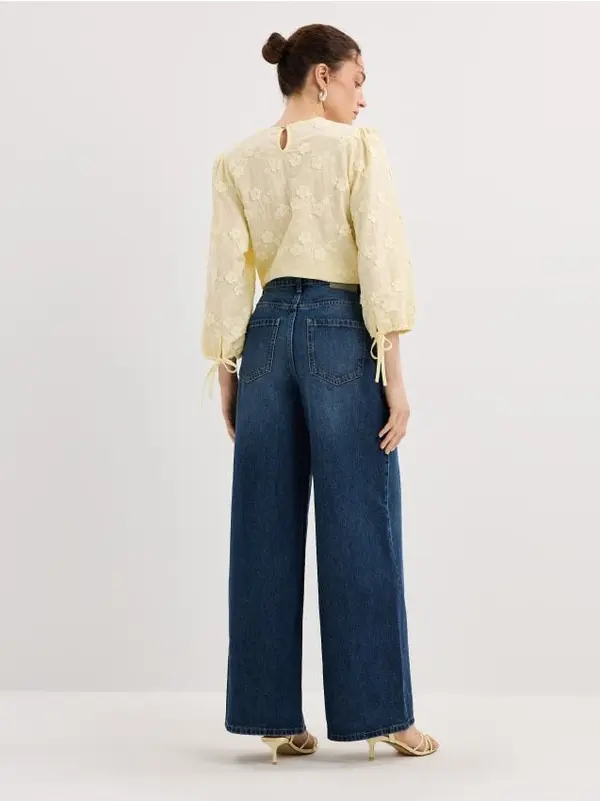 Mohito Mohito - Kavbojke wide leg - mornarsko modra
