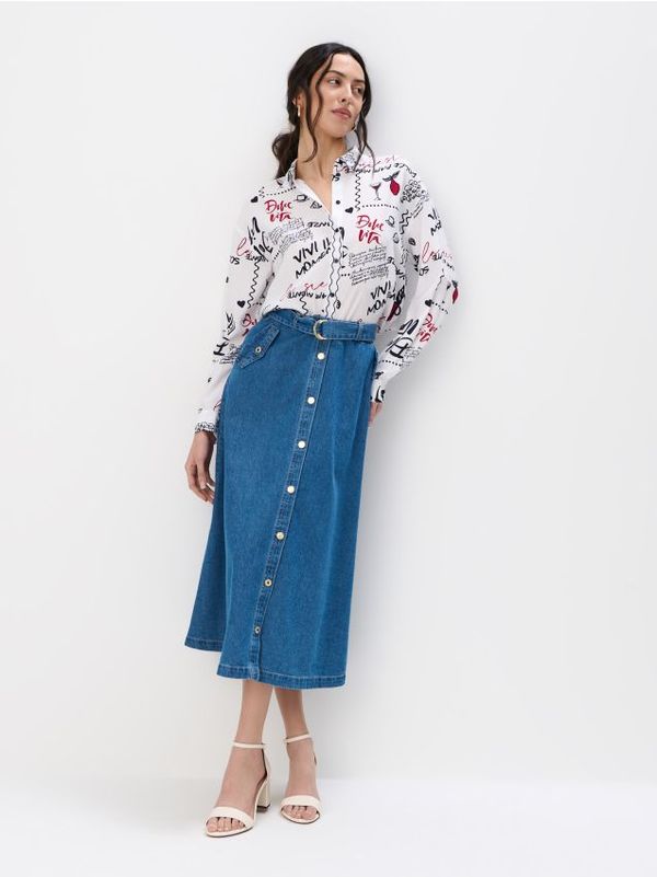 Mohito Mohito - Midi krilo iz džinsa - modra