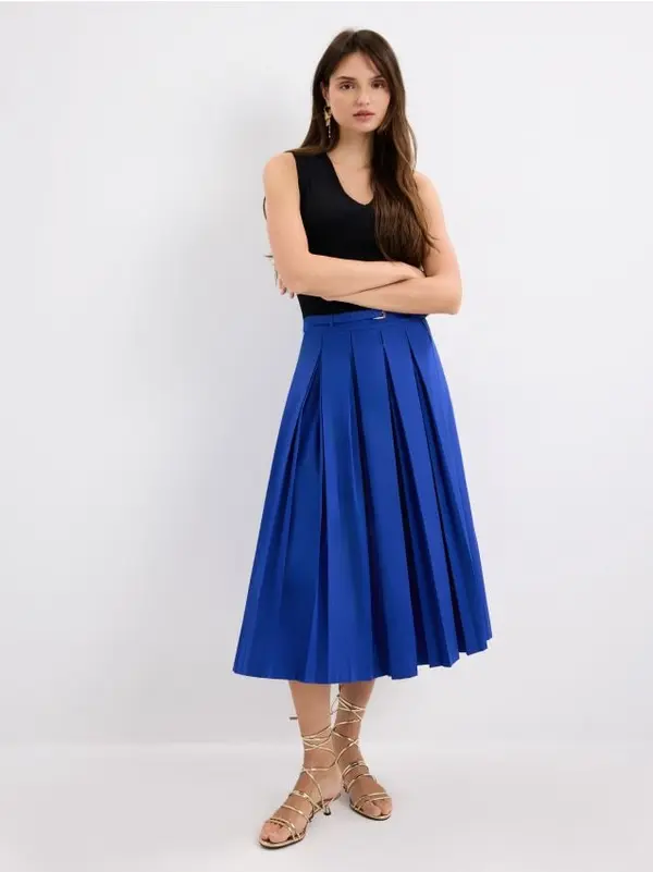 Mohito Mohito - Midi krilo s pasom - indigo modra