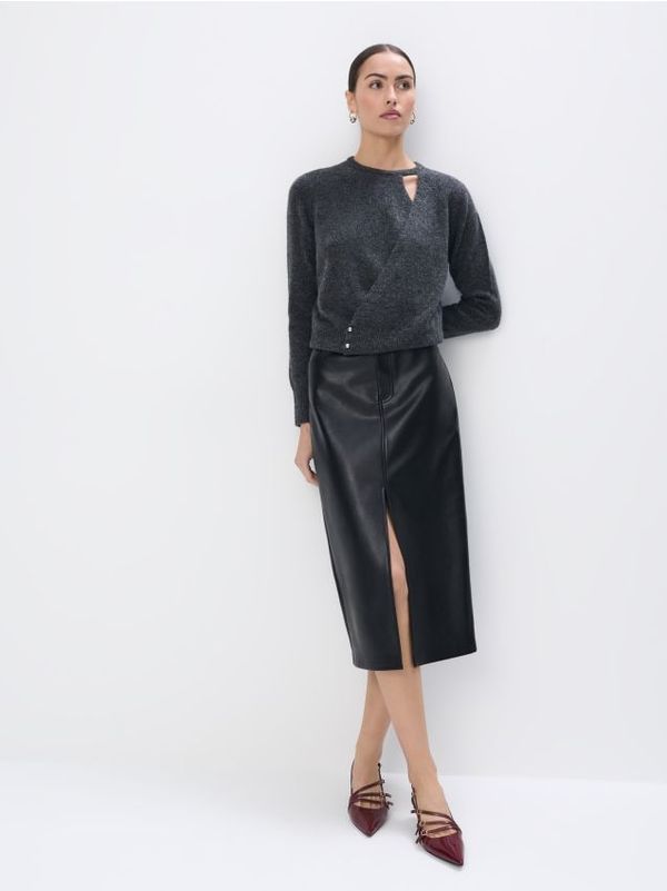 Mohito Mohito - Midi krilo z razporkom - črna