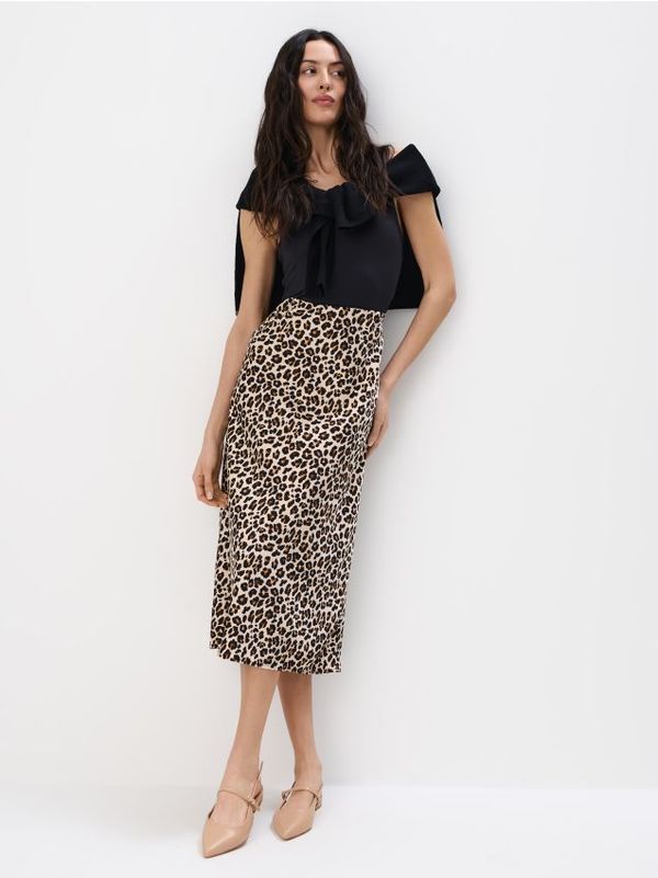 Mohito Mohito - Midi krilo z živalskim vzorcem - bež