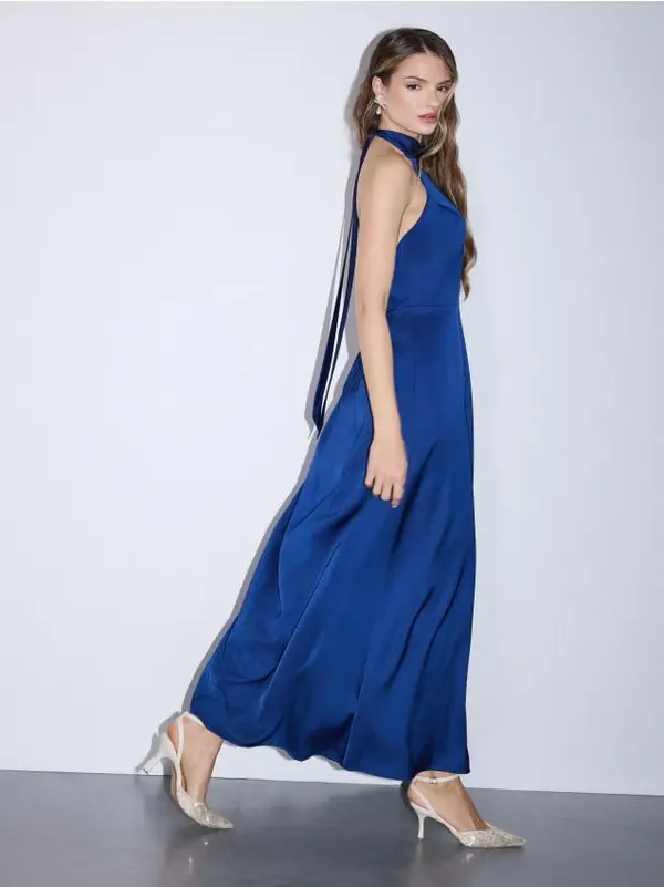 Mohito Mohito - Obleka maksi s halter izrezom - mornarsko modra