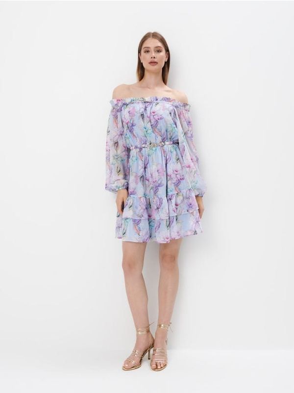 Mohito Mohito - Obleka mini iz šifona - modra