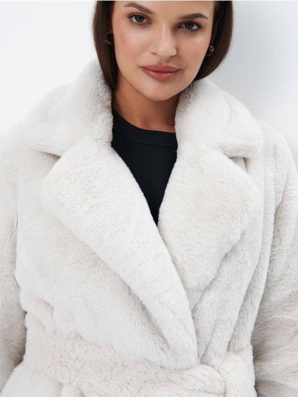 Mohito Mohito - Plašč iz umetnega krzna - krem