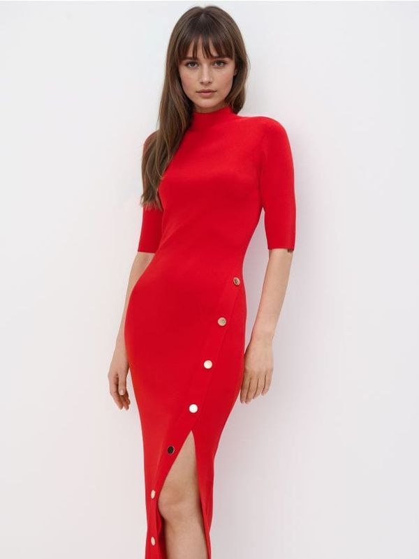 Mohito Mohito - Pletena obleka midi - rdeča