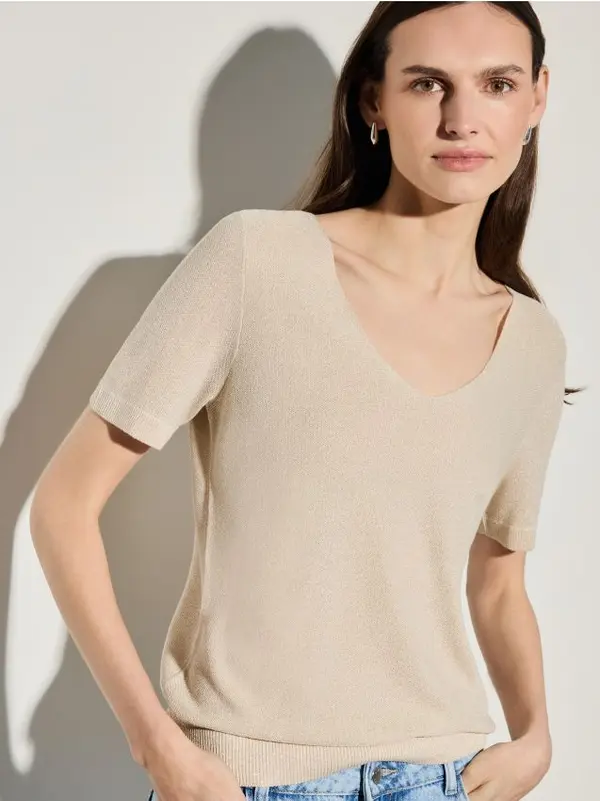 Mohito Mohito - Pleteni pullover s kovinskim sijajem - bež