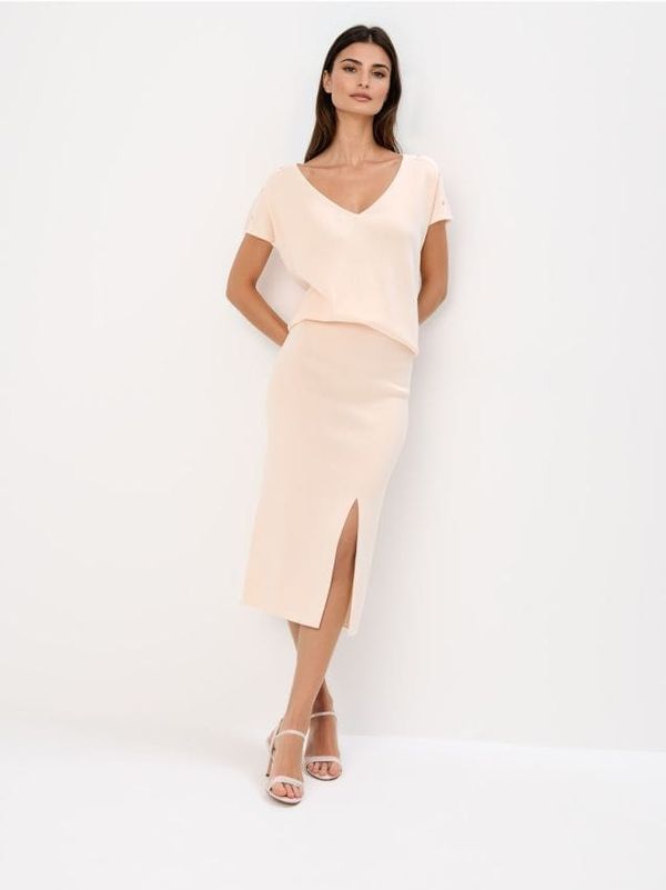 Mohito Mohito - Pleteno midi krilo - bež