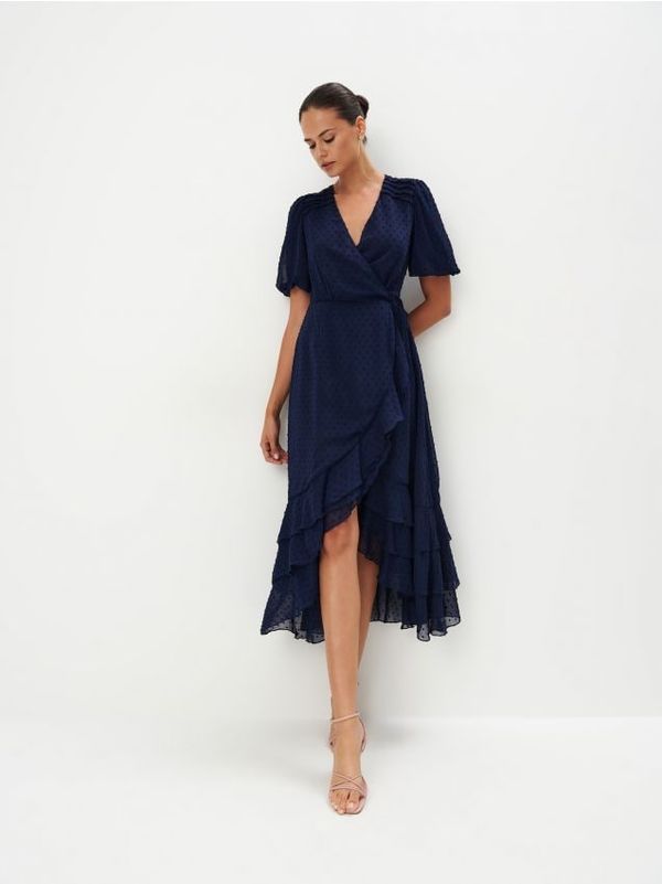 Mohito Mohito - Preklopna obleka midi - mornarsko modra