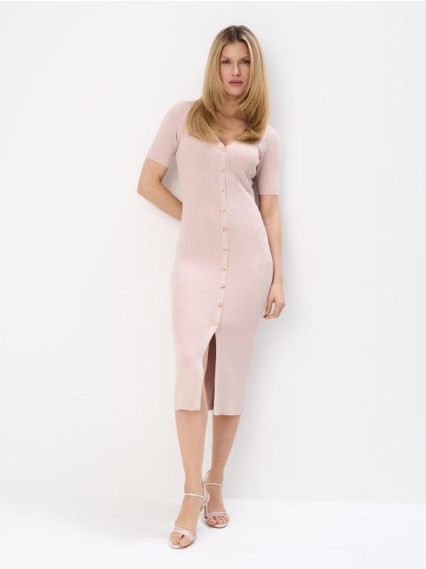 Mohito Mohito - Pulover obleka midi - pastelno roza