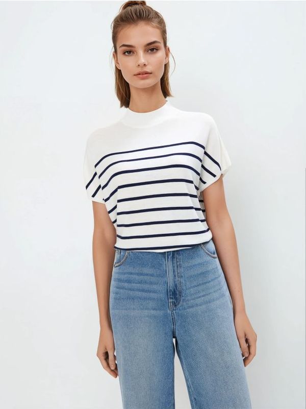 Mohito Mohito - Pulover s kratkimi rokavi - bela