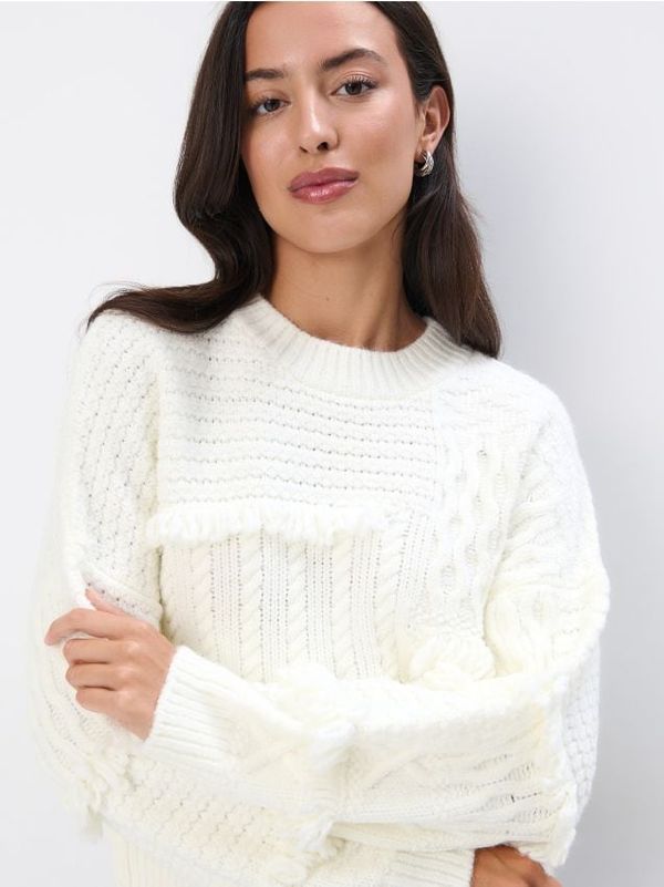 Mohito Mohito - Pulover z okrasnim pletenim vzorcem - bela