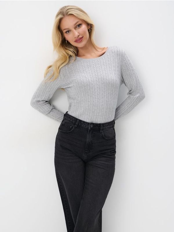 Mohito Mohito - Pulover z okrasnim pletenim vzorcem - siva