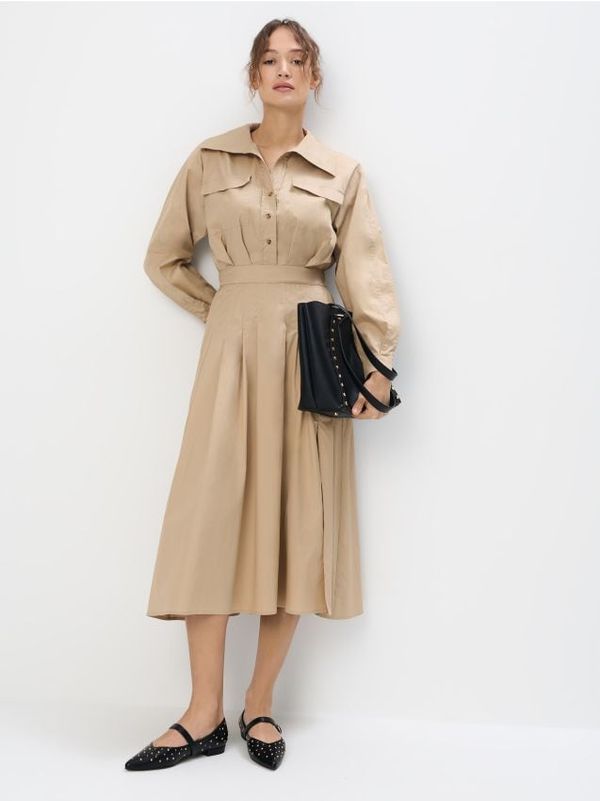 Mohito Mohito - Srajčna obleka midi - bež