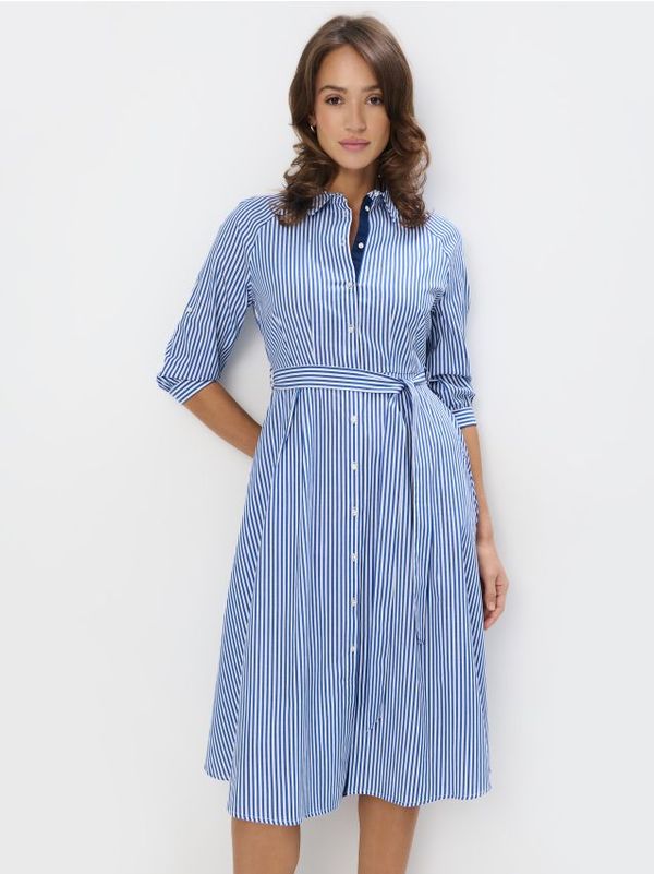 Mohito Mohito - Srajčna obleka midi iz bombaža - modra