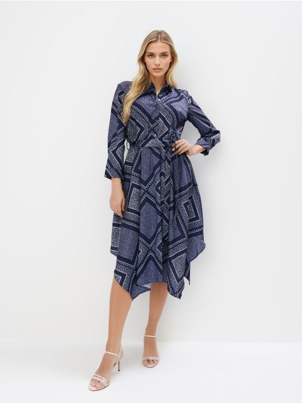 Mohito Mohito - Srajčna obleka midi - mornarsko modra