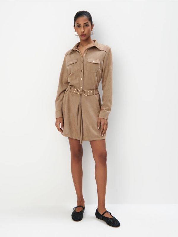 Mohito Mohito - Srajčna obleka mini - bež